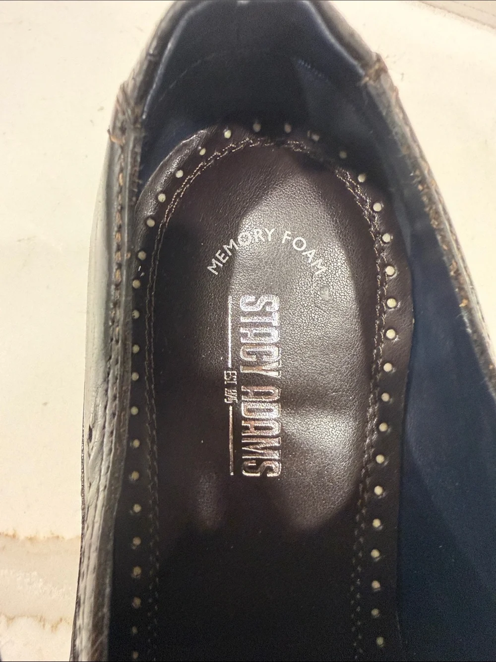 Stacy Adams Kaine Wingtip Dark Brown Leather Oxfords with Navy Laces Brand New
